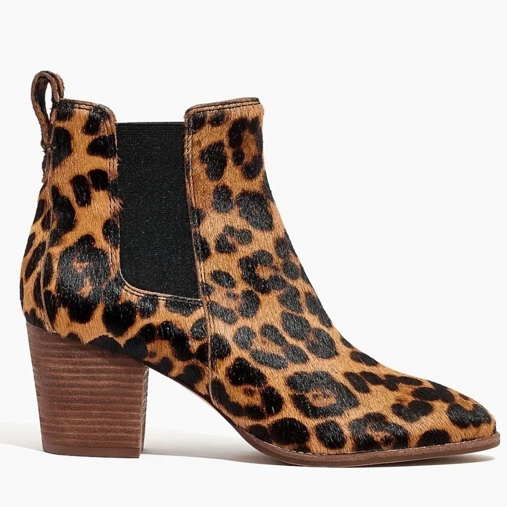 Madewell the Regan leopard print calf hair ankle boots